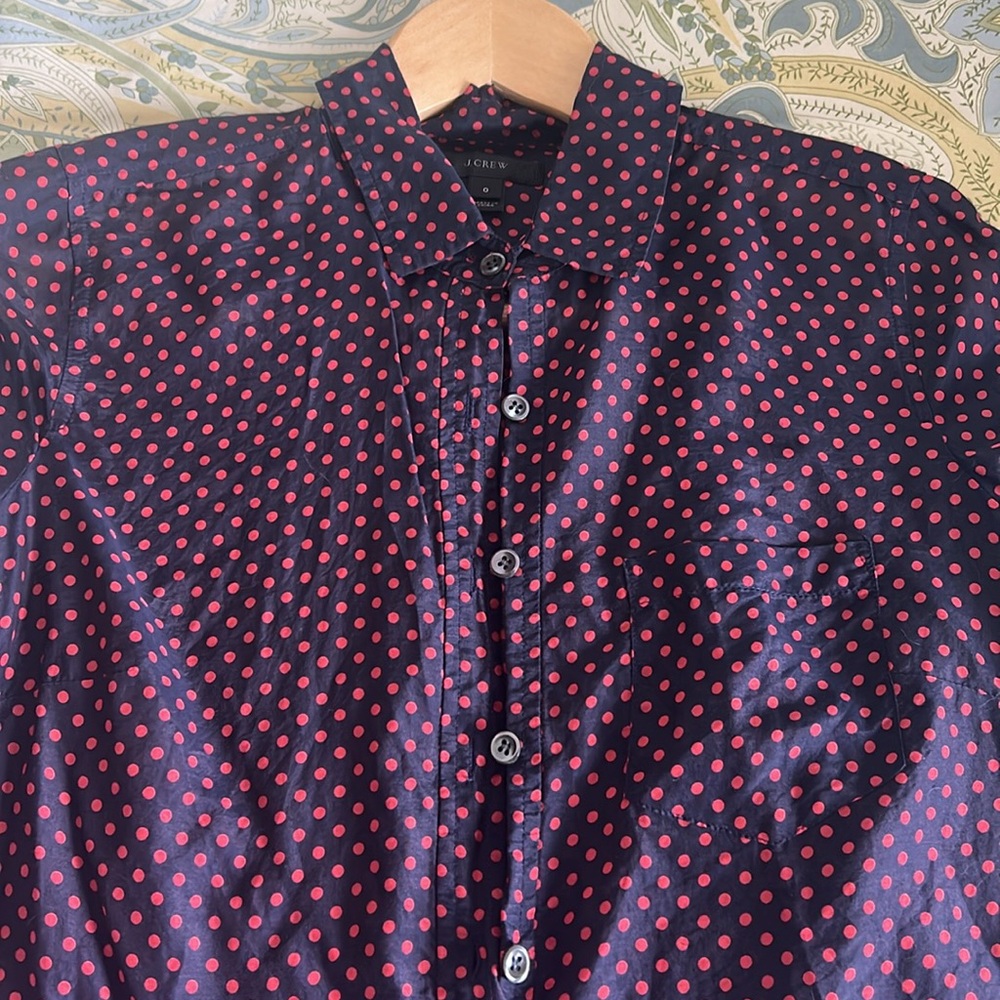 J. Crew polka dot popover shirt sz 0